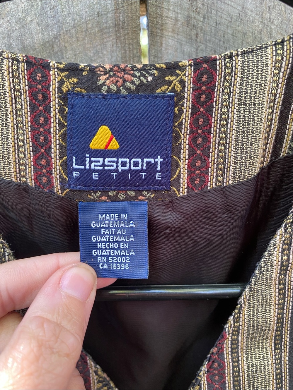 Vintage Liz Sport Petite Tapestry Boho Vest Floral Stripe 2P - Picture 7 of 10